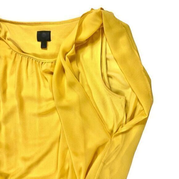 JM Collection Top Womens Sz Large Yellow Flutter-Sleeve Career Scoop Neck Blouse - Picture 6 of 16
